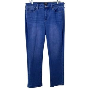 NYDJ Sheri Slim ankle colored denim blue jeans women’s 14 lift tuck technology